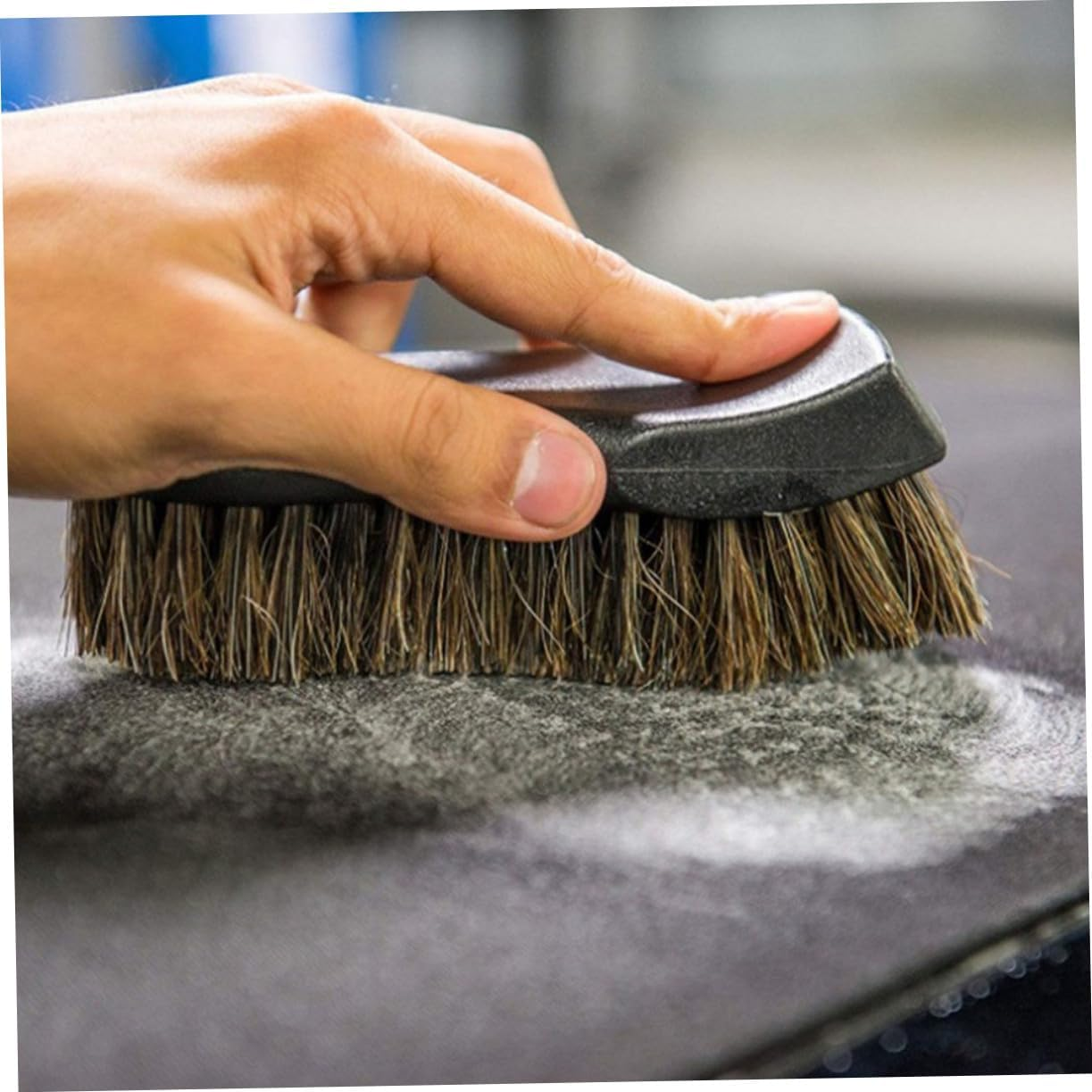BUGUUYO Car Roof Cleaner Horse Hair Brush for Automotive Interior and Exterior Versatile Leather Seat Dusting and Tough Stain Removal Ergonomic Handle Portable Mane Cleaning Tool for Car image number 3