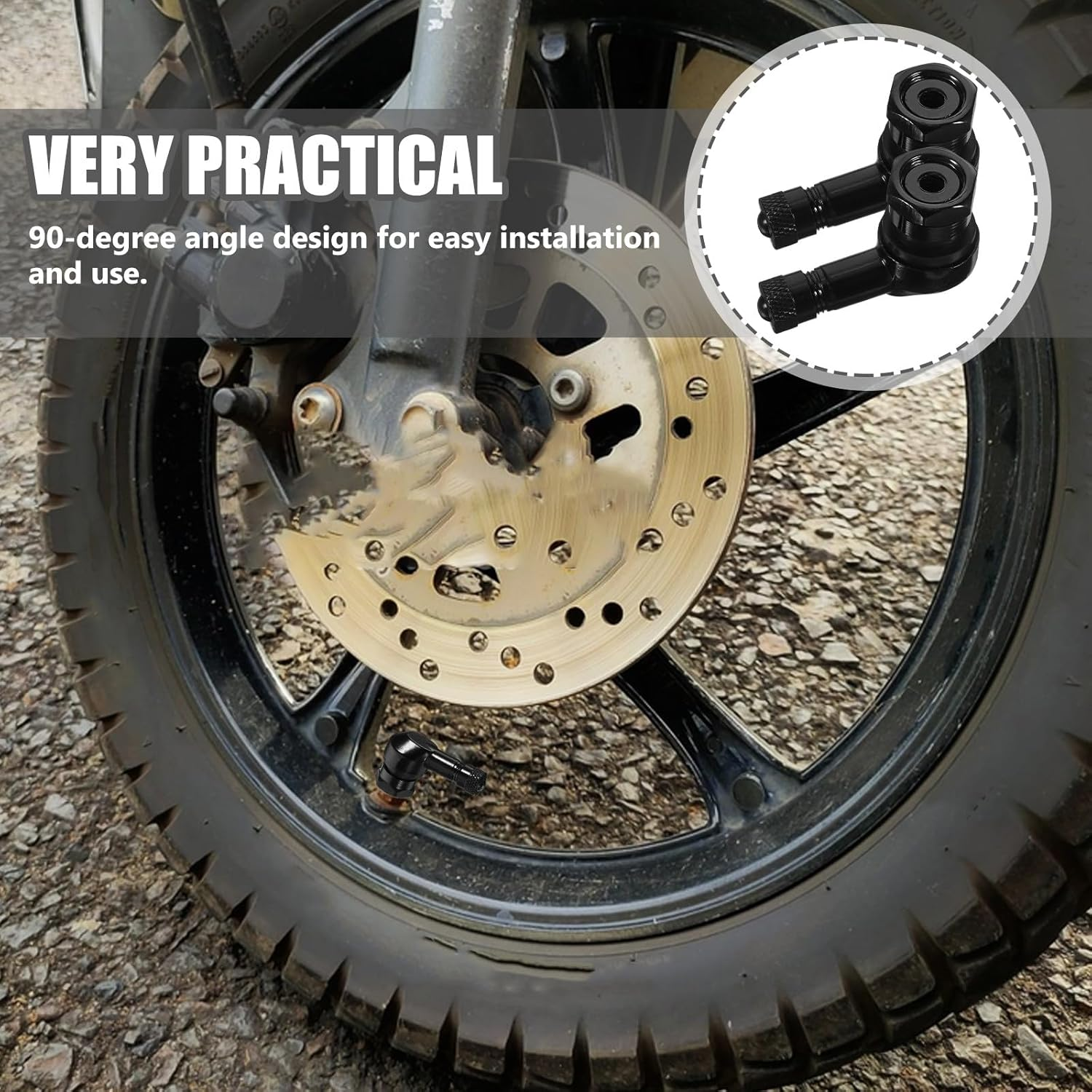 Hohopeti 2Pcs Angle Tire Valve Stem Caps Motorbike Valve Covers Dirt and Water Resistant Replacement Tyre Accessories for Motorcycles image number 5
