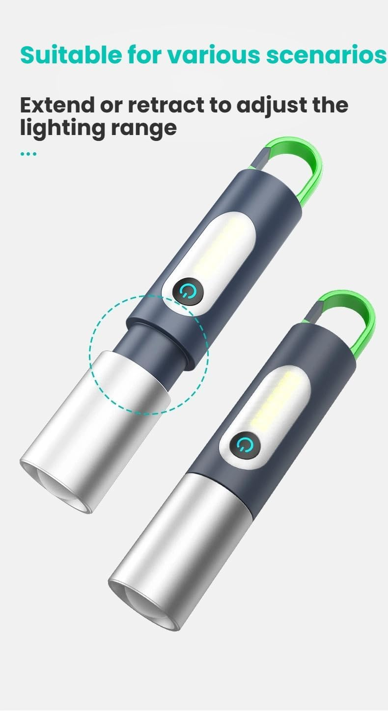 Traittion Zoomable LED Flashlight,Multifunctional Rechargeable LED Camping Flashlight with 4 Lighting Modes,1800Ma Large Capacity Battery,Ip68 Waterproof,1000 Lumens Brightness,For Home,Camping (3Pcs) image number 6