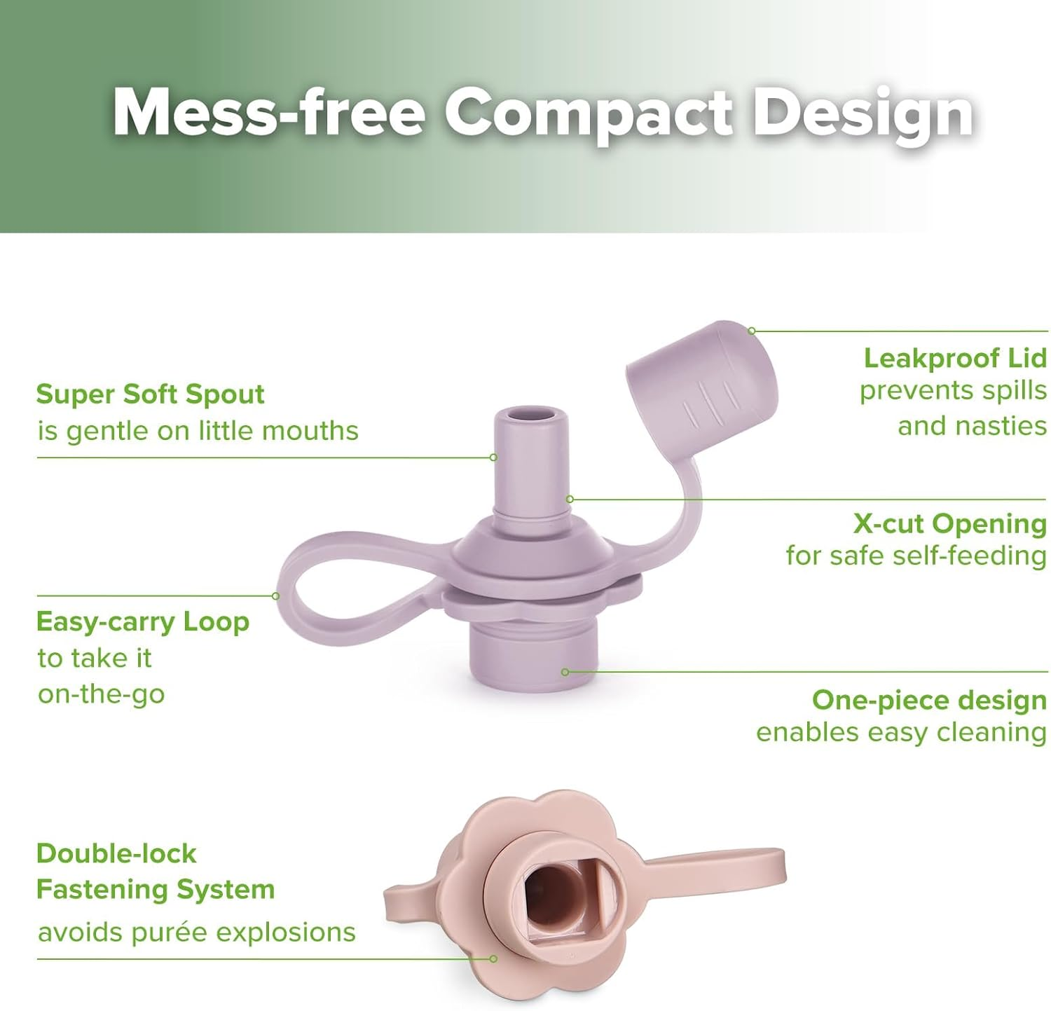 Haakaa Multi-Functional Silicone Spout,Baby Pouch Topper,No Spill Silicone Bottle Top,100% Food Grade Silicone,2 Pack image number 3