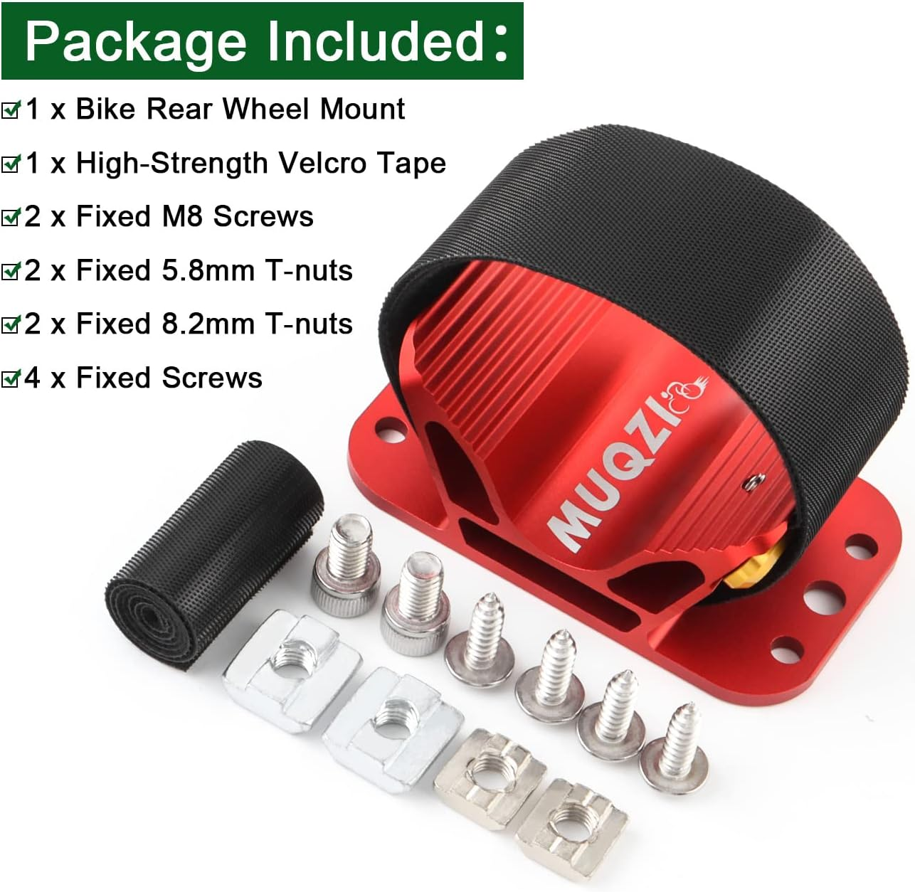 MUQZI Rear Wheel Mount - Bike Car Roof Rack Carrier and Bicycle Holder Stand - Installation Mount, Red - Black image number 6