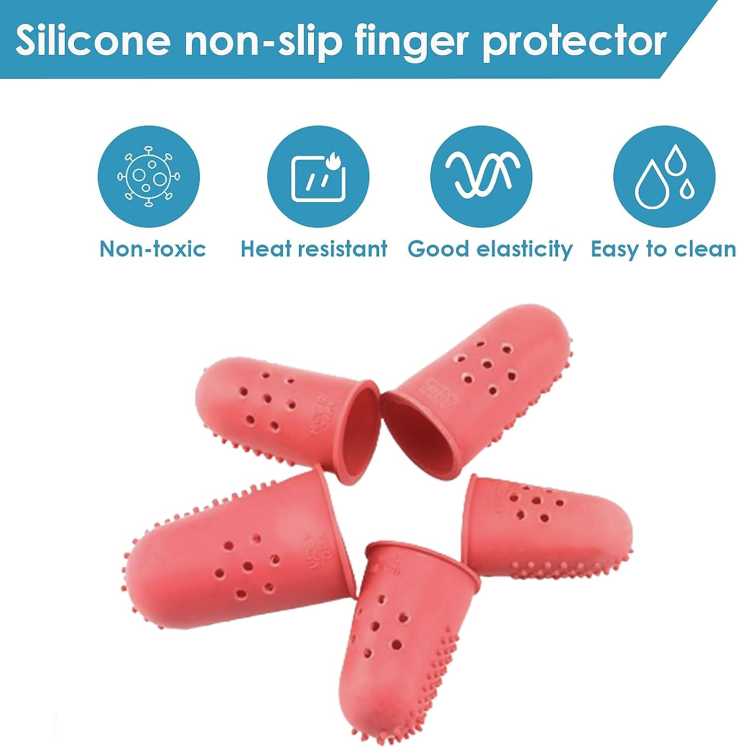 5 Pieces Silicone Finger Gloves,Non-Slip Heat Insulation High Temperature Resistant with Particles Finger Protector,Cut Resistant Finger Cots,For Money Counting Collating Writing Sorting Task