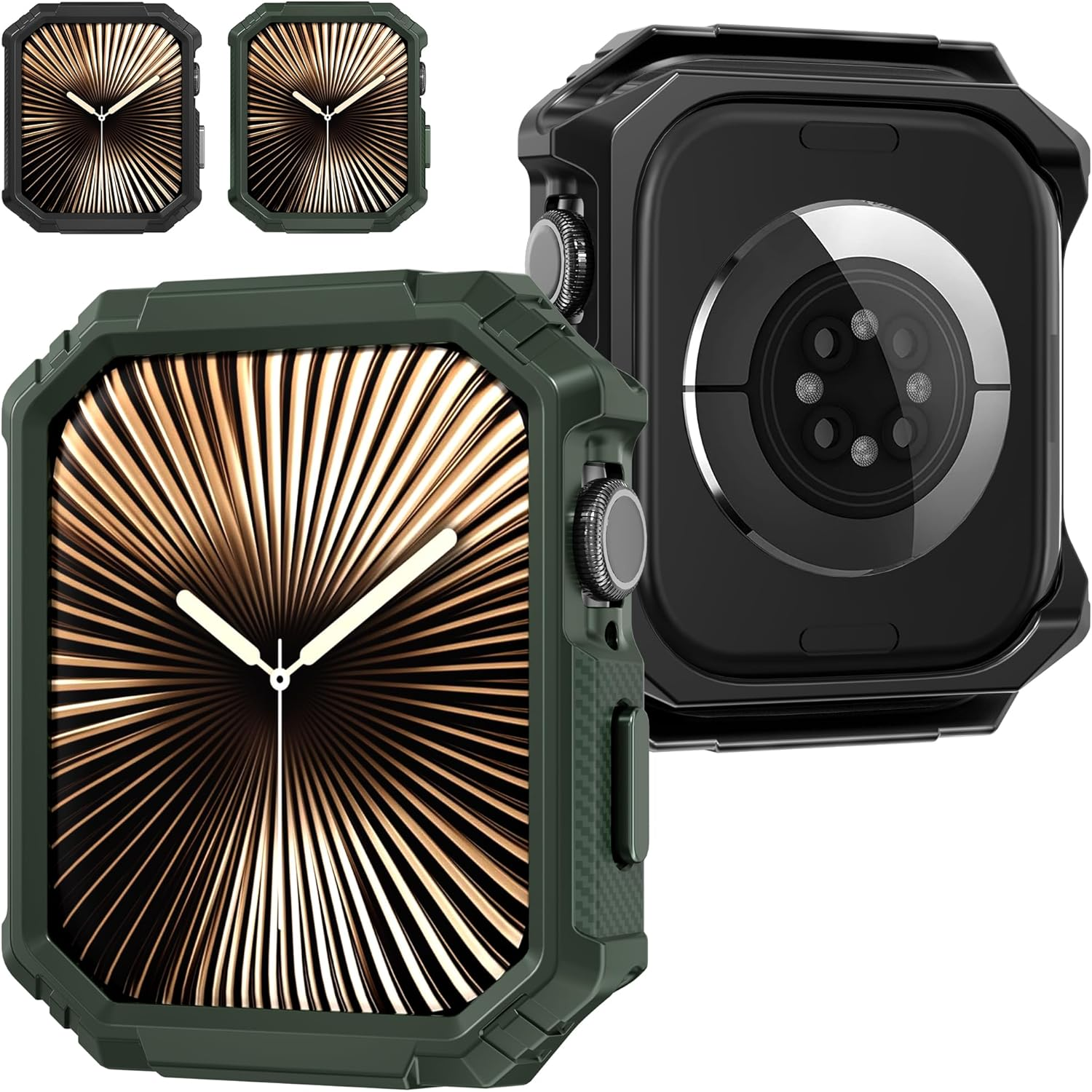 Diruite Pack of 2 Case for Apple Watch Ultra/Ultra 2 49 Mm Protective Case, Carbon Fibre Hollow without Screen, Scratch-Resistant TPU Cover for Iwatch 49 Mm Protective Case