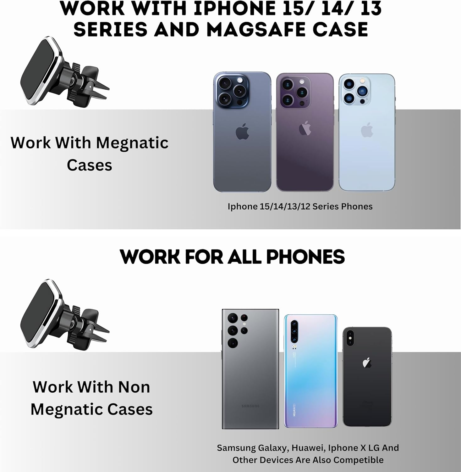 DEEN Magnetic Car Phone Holder - Ultimate Car Phone Mount for Air Vent. Mobile Phone Holder for Car Allowing You to Navigate, Answer Calls, or Control Music .Car Mount Compatible with All Smartphones