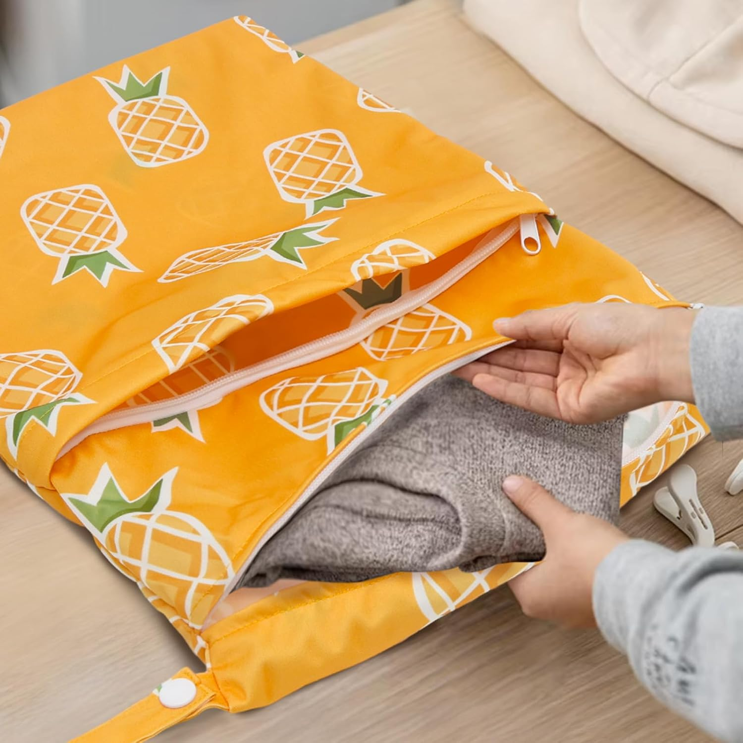 ALVABABY Wet Dry Bags 3 Pack Waterproof Reusable with Two Zippered Pockets Travel Beach Pool Daycare Soiled Baby Items Yoga Gym Bag for Swimsuits or Wet Clothes 3L-ZM23-AU image number 3