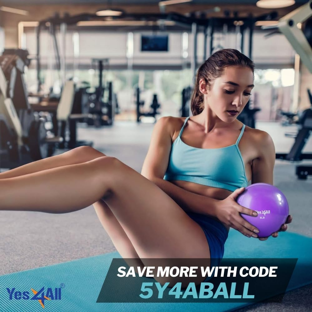 Yes4All Toning Ball, Soft Weighted Medicine Balls for Exercise and Pilates, Yoga, and Fitness, Perfect for Balance, Flexibility, Available 1Kgs to 5Kgs with Multi Colors Available image number 6