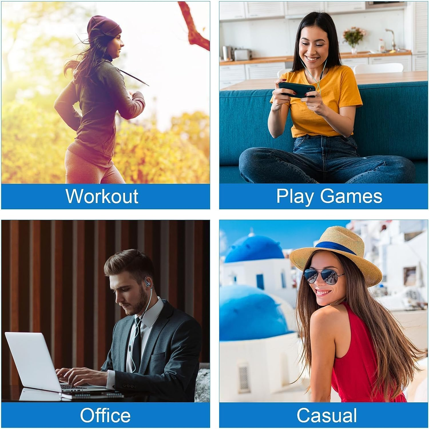 Sport Headphones Wired Earbuds over Ear Headphones with Earhooks Microphone 3.5Mm Plug Sweatproof Running Earphones for Workout Jogging Gym Ear Buds for Computer image number 2