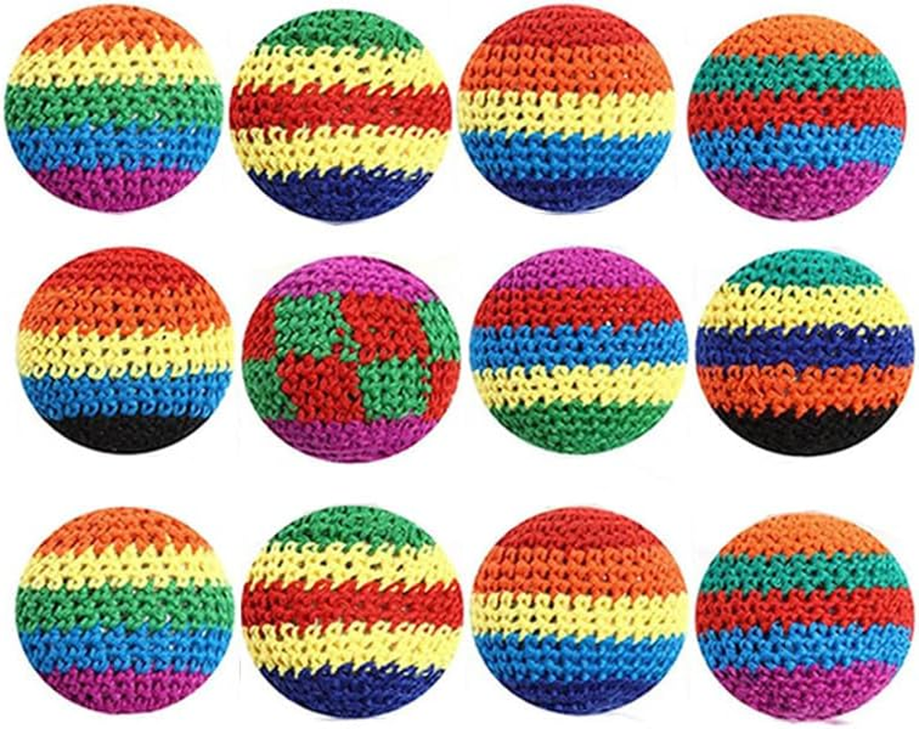 WADY 12Pcs Multifunctional Hacky Balls Easter Game Set,Colorful Crochet Knitted Juggling Sacks with Geometric Patterns, Perfect for Indoor & Outdoor Footbag Activities image number 4
