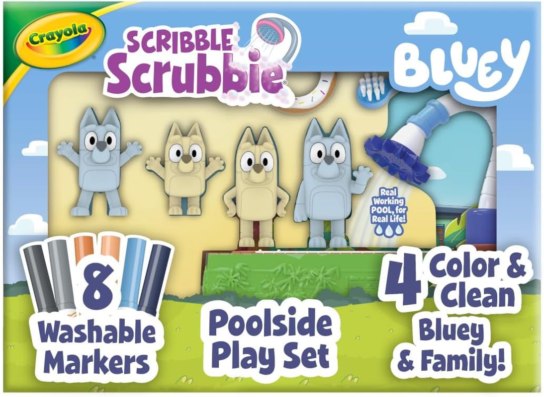 Crayola Scribble Scrubbies Bluey Poolside Playset (4Ct), Colorable Bluey Toys for Kids, Washable Coloring for Toddlers, Ages 3+ image number 6