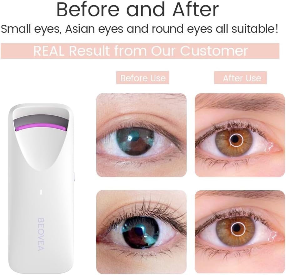 BEOVEA Heated Eyelash Curler &ndash; Fast 8-Second Heat for Long-Lasting Curls &ndash; Portable Rechargeable Heated Lash Curler, Safe & Effective Eyelash Curlers for All-Day Volume and Lift image number 1