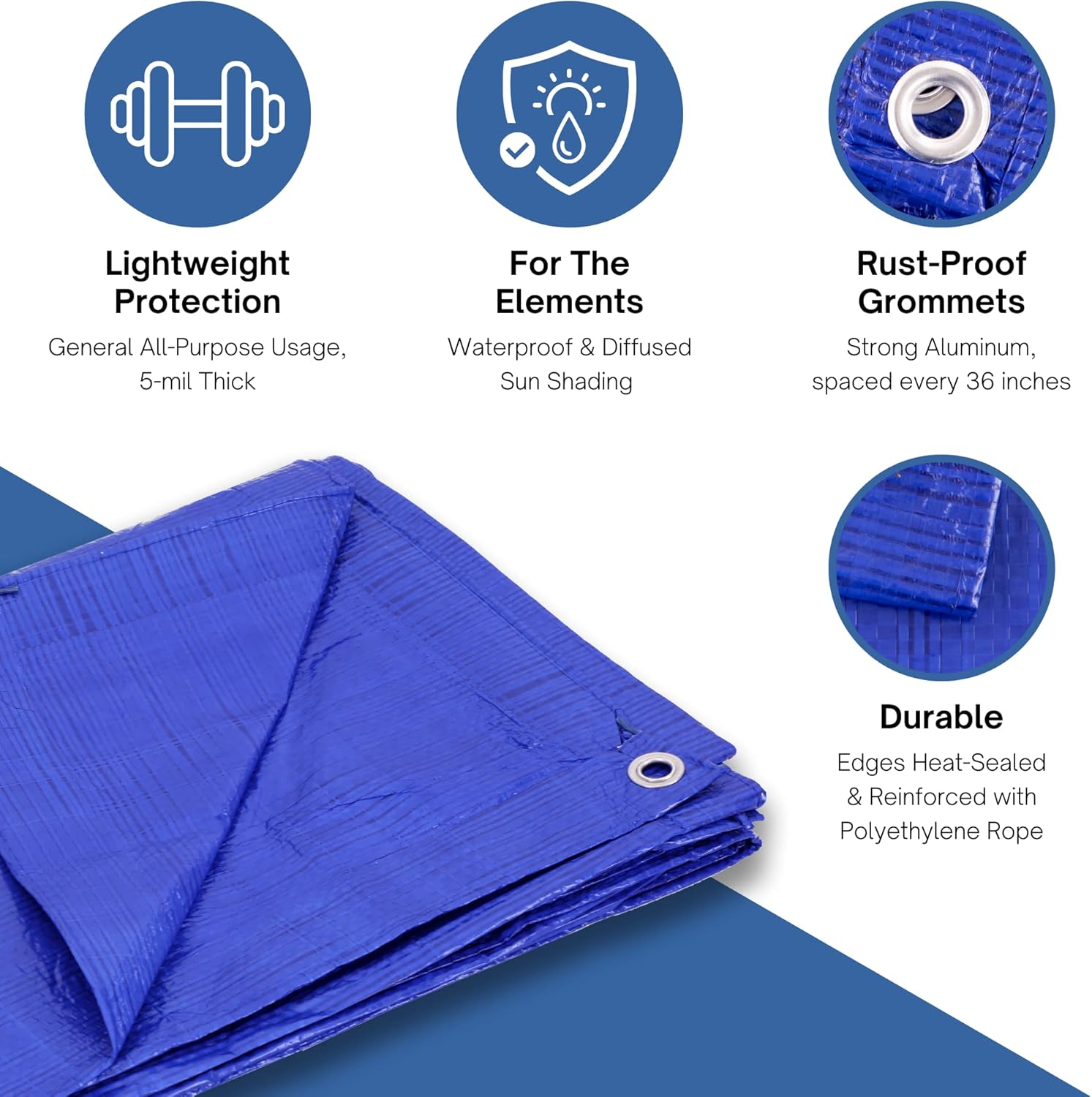 Kotap 20-Ft X 30-Ft General Purpose Blue Poly Tarp, Item: TRA-2030 image number 2