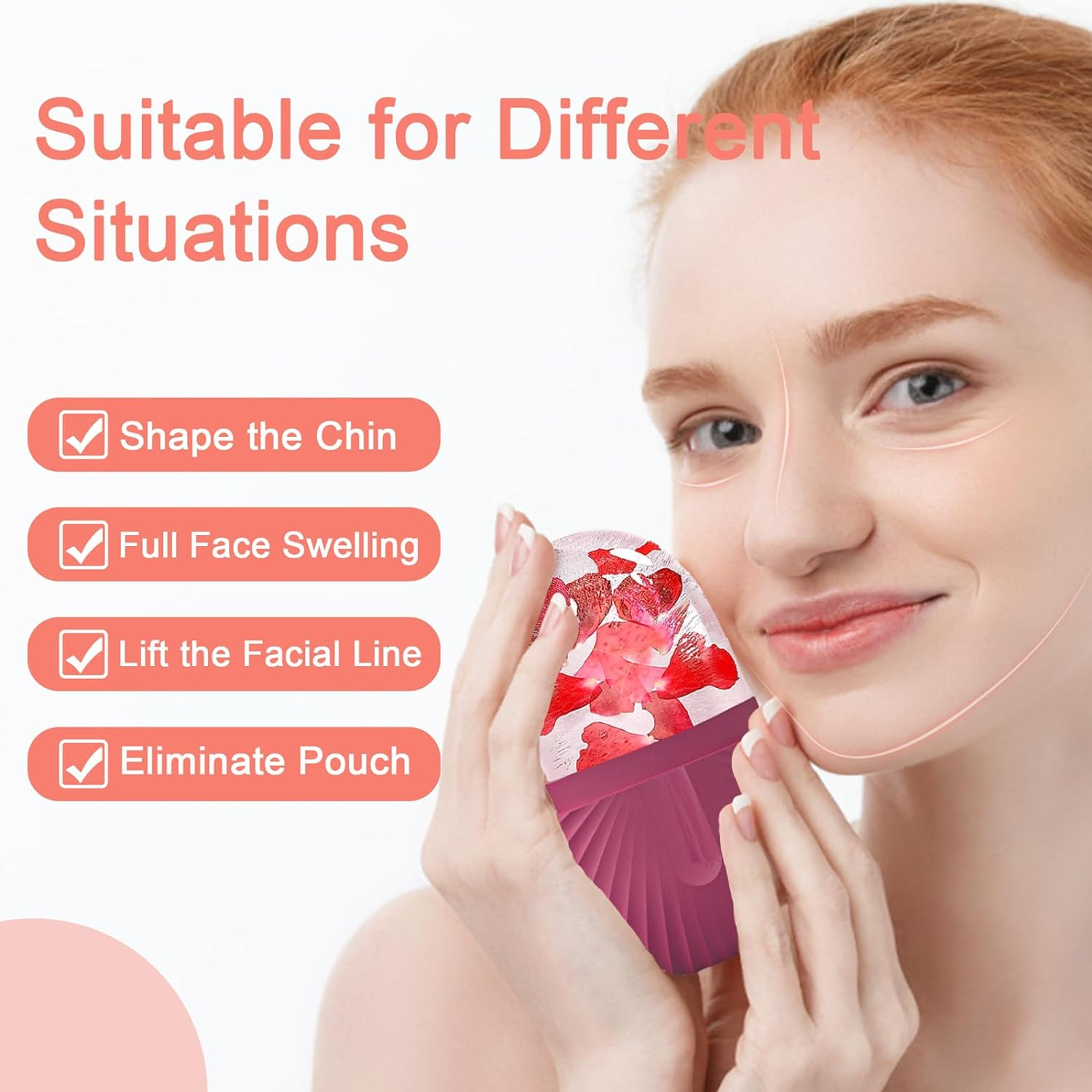 Joyeee Ice Face Roller, Ice Roller for Face & Eye Puffiness Relief, Reusable Ice Eye Face Massager Skin Care Tool Skin Fridge, Silicone Beauty Facial Ice Cube Mold Face Massage Tool Women image number 1