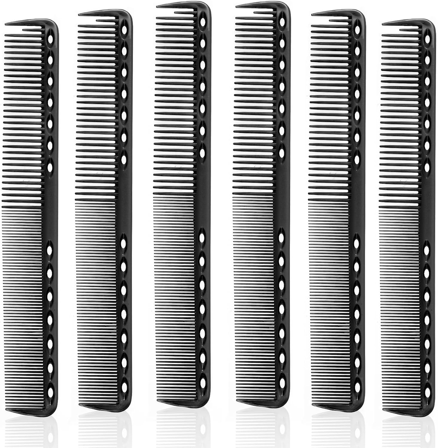 6Pcs Carbon Fiber Cutting Comb Professional Heat Resistant Comb, Haircutting Combs Barber Comb Hair Stylist All Purpose Combs Medium and Fine Tooth for Man and Woman Clipper Cuts, Home Salon image number 1