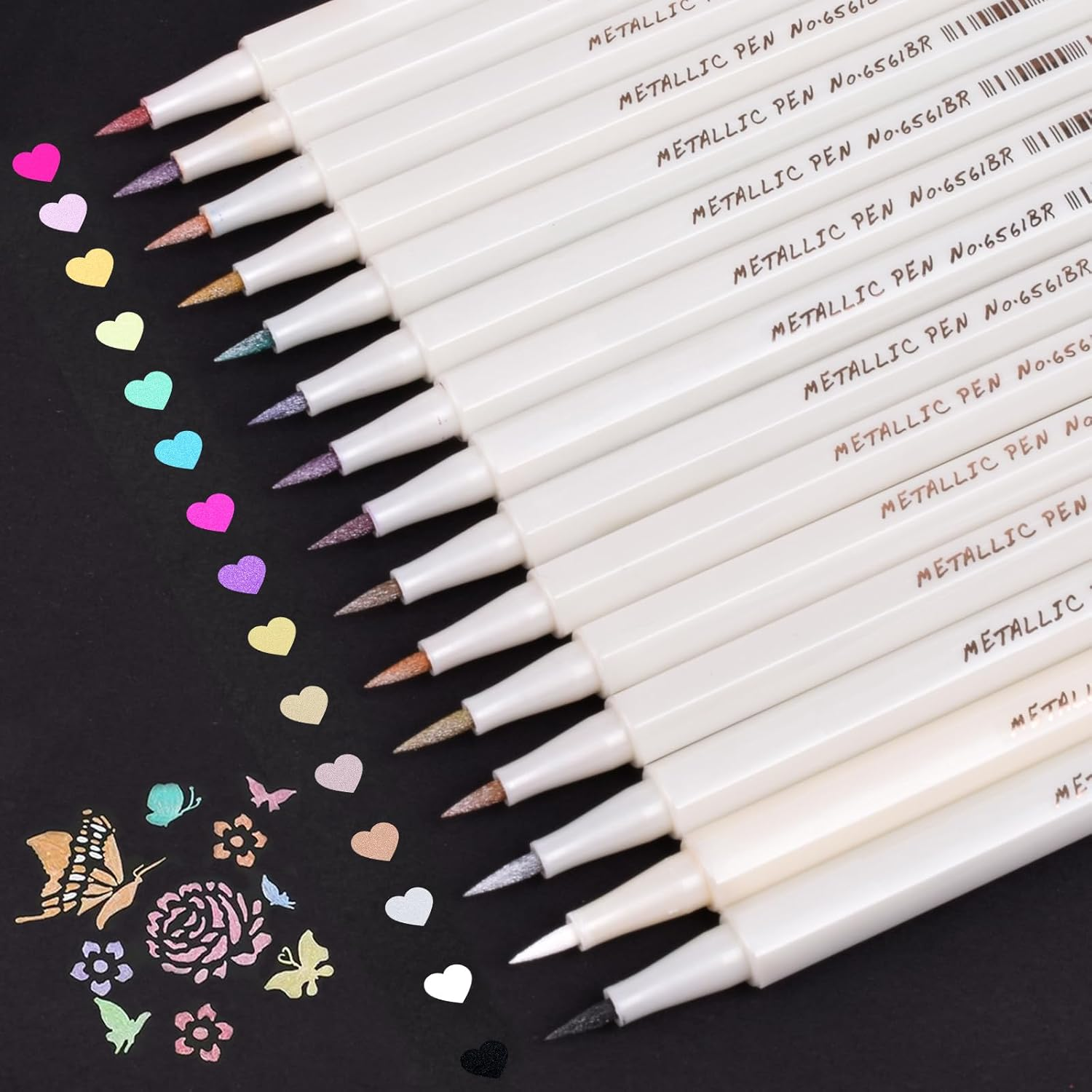 SAYEEC Metallic Marker Pens, 20 Colors Fine Tip Metallic Markers, Metallic Paint Pens for Black Paper, Art Rock Painting, Easter Egg, Halloween Pumpkin, Card Making, Scrapbook Crafts, DIY Photo Album