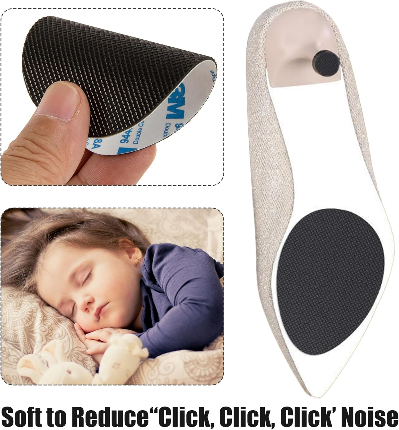 4 Pairs Non-Slip Shoe Pads，Adhesive Heel Grips & Sole Protectors Cover Bottoms, Anti-Slip Silicone for High Heels Noise Reduction, Universal for Women & Men (Black, Durable) image number 1