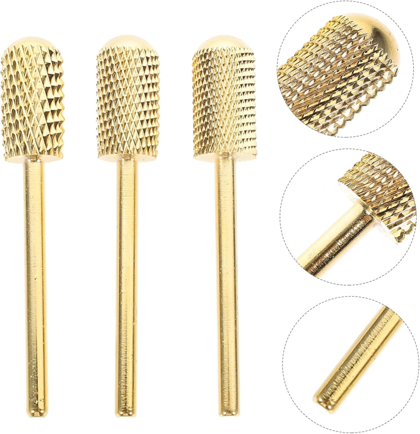 LOORGVEL 3Pcs Gold Tungsten Carbide Nail Drill Bits Set Professional Polishing Tools for Manicure Pedicure Suitable for Acrylic Gel Nails for Home Salon Use image number 4