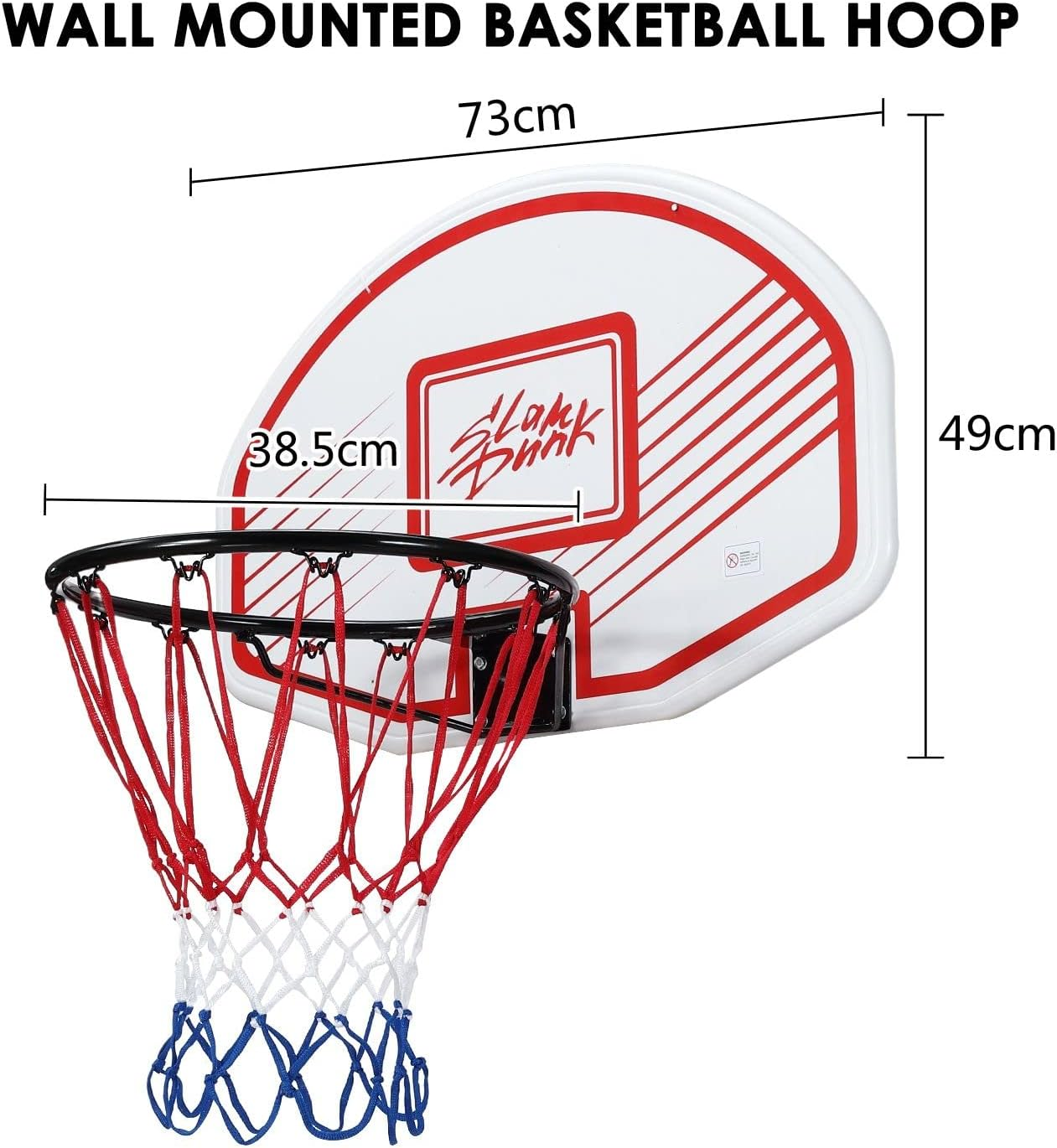 Genki Indoor Mini Basketball Hoop Wall Mounted Basketball Backboard Ring Net Set 73 X 49Cm for Adults Kids Home Outdoor Office Door image number 6