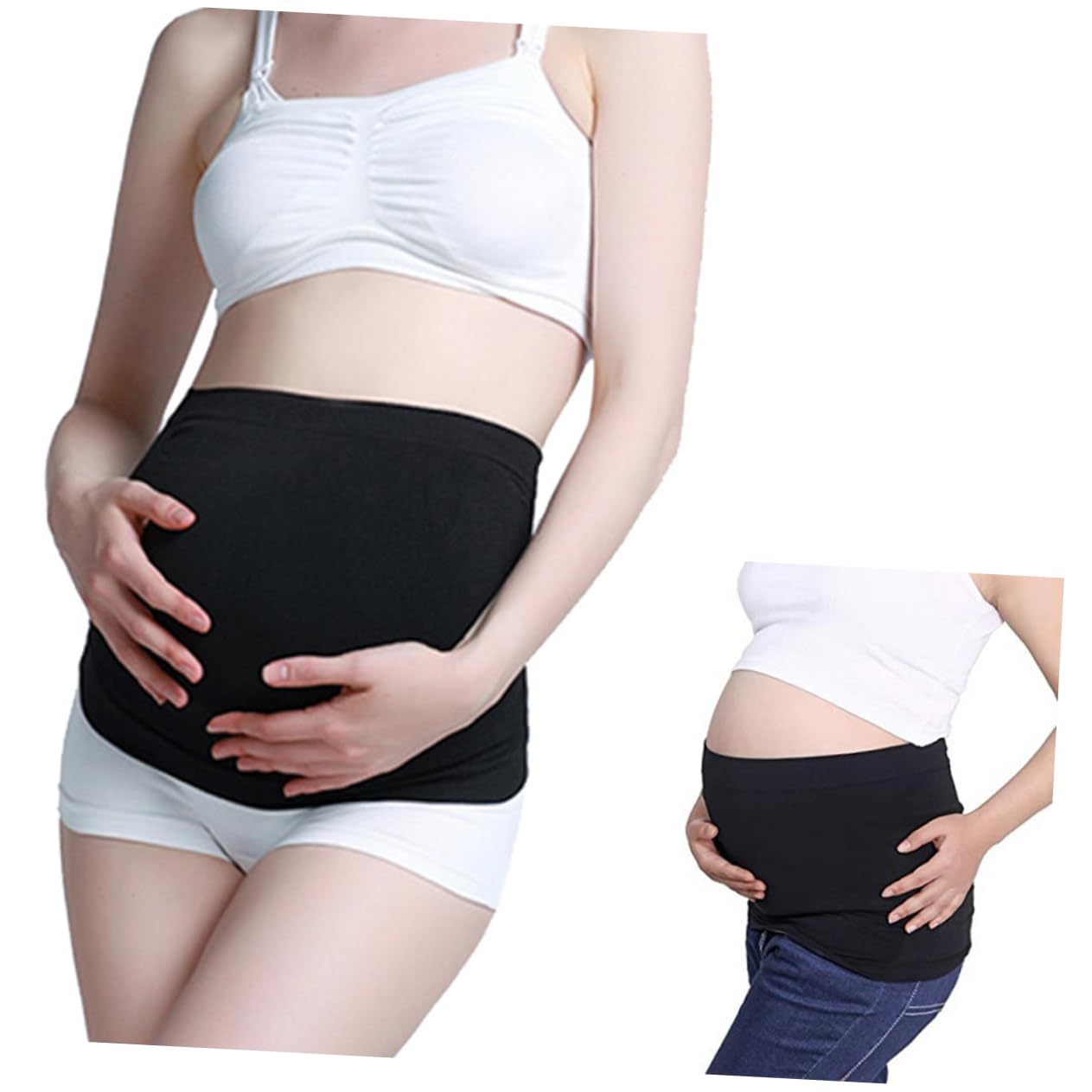 SAFIGLE Pregnancy Support Belt Maternity Belly Band Breathable Pregnancy Belt for Pregnant Women Black L Size Hip 95-105Cm Comfortable Support image number 3