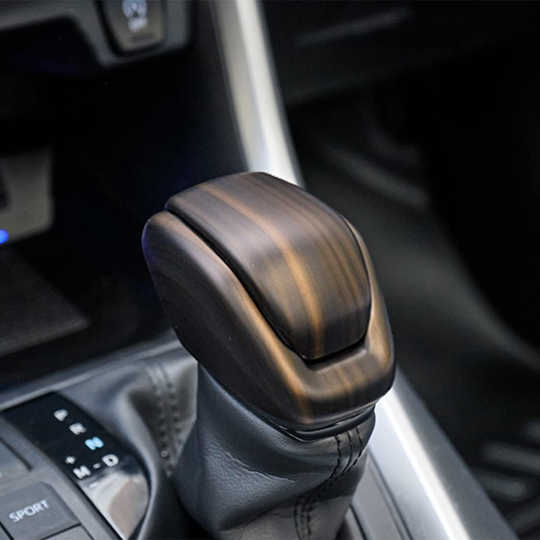 Ruihe Wood Grain Auto Gear Shift Knob Cover Trim Fit for Toyota RAV4 Highlander Venza 2019 2020 2021 2022 2023 2024