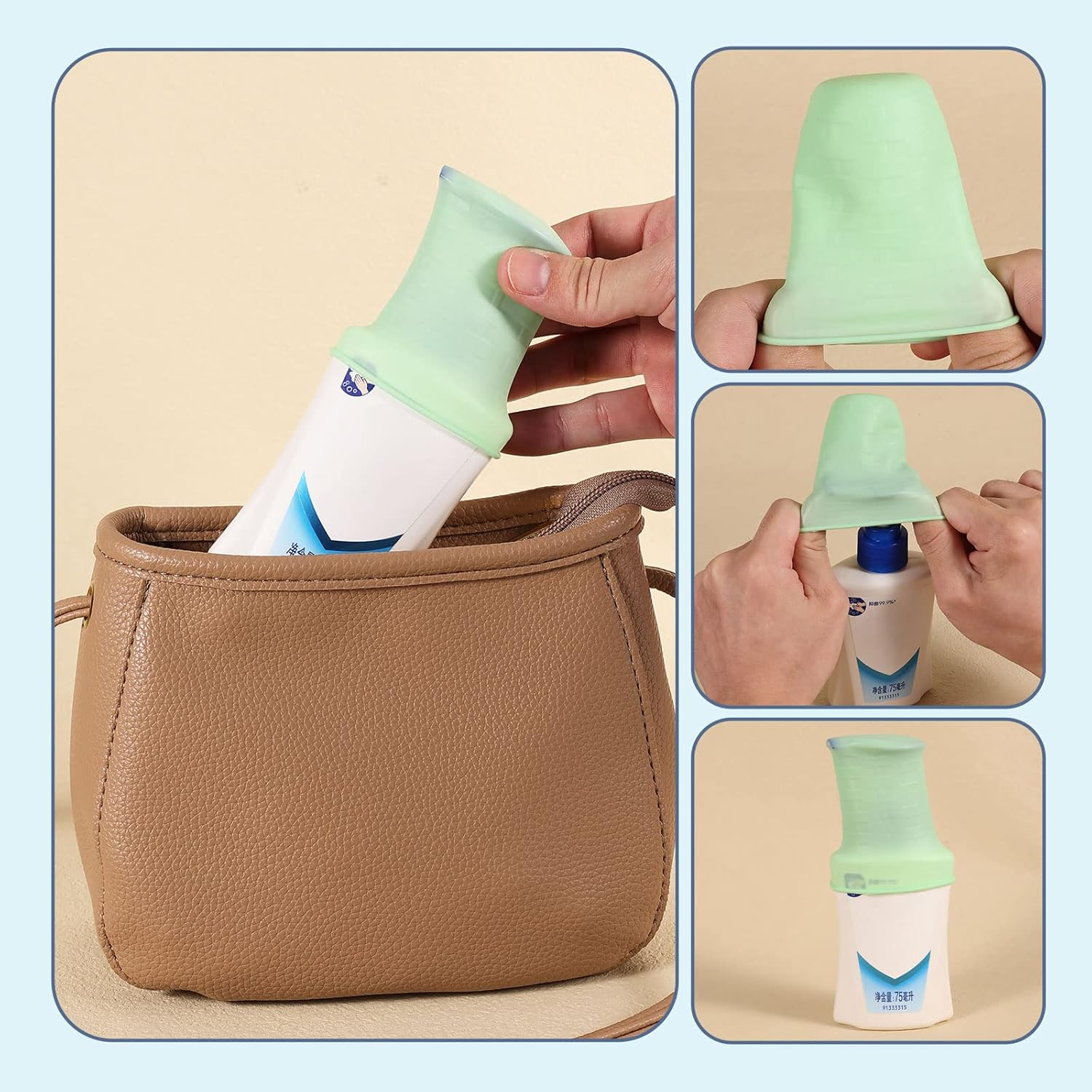 8Pcs Elastic Sleeves for Travel, Silicone Leak Proof Sleeves Reusable Toiletry Leak Covers Travel Container Sleeves Accessories for Shampoo Lotion Bottle (2 Styles) image number 1