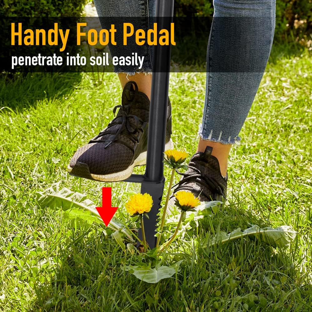 Colwelt Stand up Weeder and Weed Puller, Stand up Weed Puller Tool with Foot Pedal, Step and Twist Manual Weeder 40 Inch(Combo Pack - Stand up Weeder & Hand Weeder& Garden Gloves) image number 3