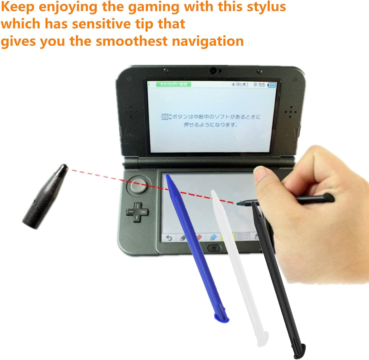 3 Pcs Plastic Replacement Touch Screen Stylus Pen, Compatible with Nintendo New 3DS XL, New 3DS LL (Black) image number 3