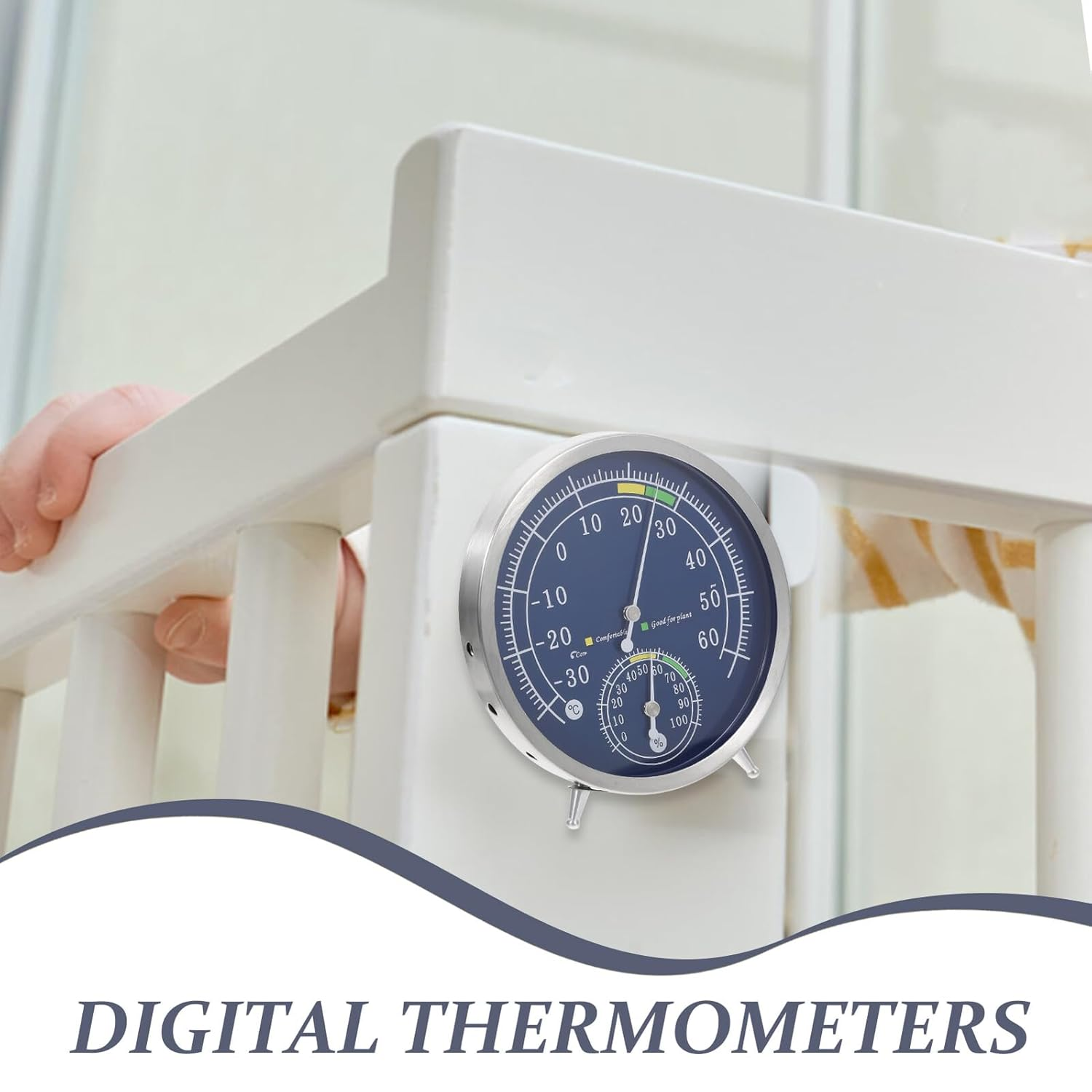 Stainless Steel Sauna Thermometer High Precision Indoor Outdoor Hygrometer for Home Office Bedroom Greenhouse Garden Temperature Humidity Gauge image number 1