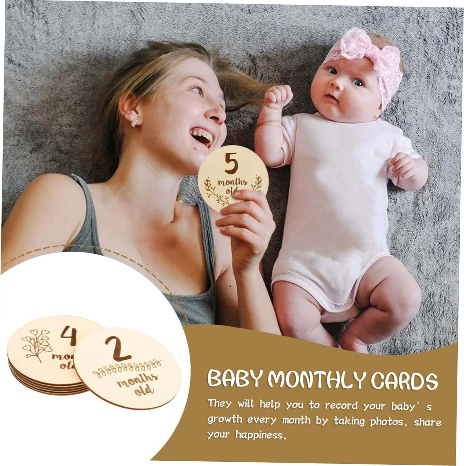 Baby Milestone Cards and Infant Monthly Cards for Newborns, Double-Sided Photo Props, 6Pcs Set for Commemorating Growth image number 6