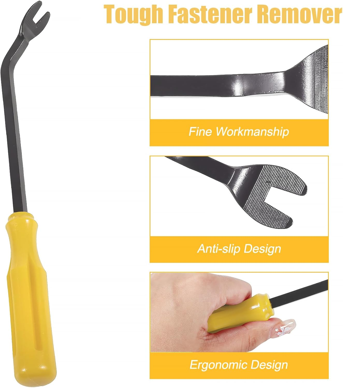 DIANN Auto Trim Removal Tool Set 5Pcs Plastic Pry Tool Kit Auto Trim Tool Prying Tool Car Door Panel Clip Revmoal Tool Fasteners Remover Yellow image number 3