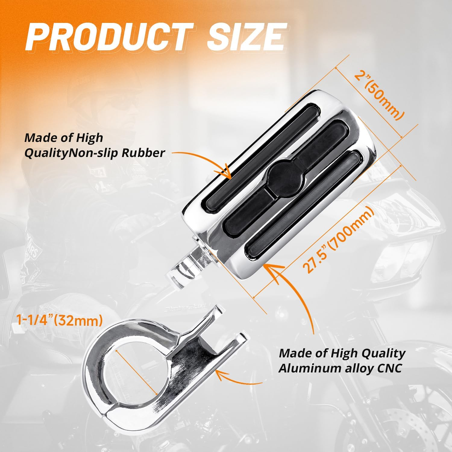 1-1/4" Motorcycle Foot Pegs for 1.25" Engine Guard Highway Pegs for Crash Bars Foot Pedal Bracket Clamp Compatible with Harley Touring Electra Road Glide Road King Street Glide Sportster 883 - 1" To 1/4" U-Clamp + Foot Pegs Chrome image number 5