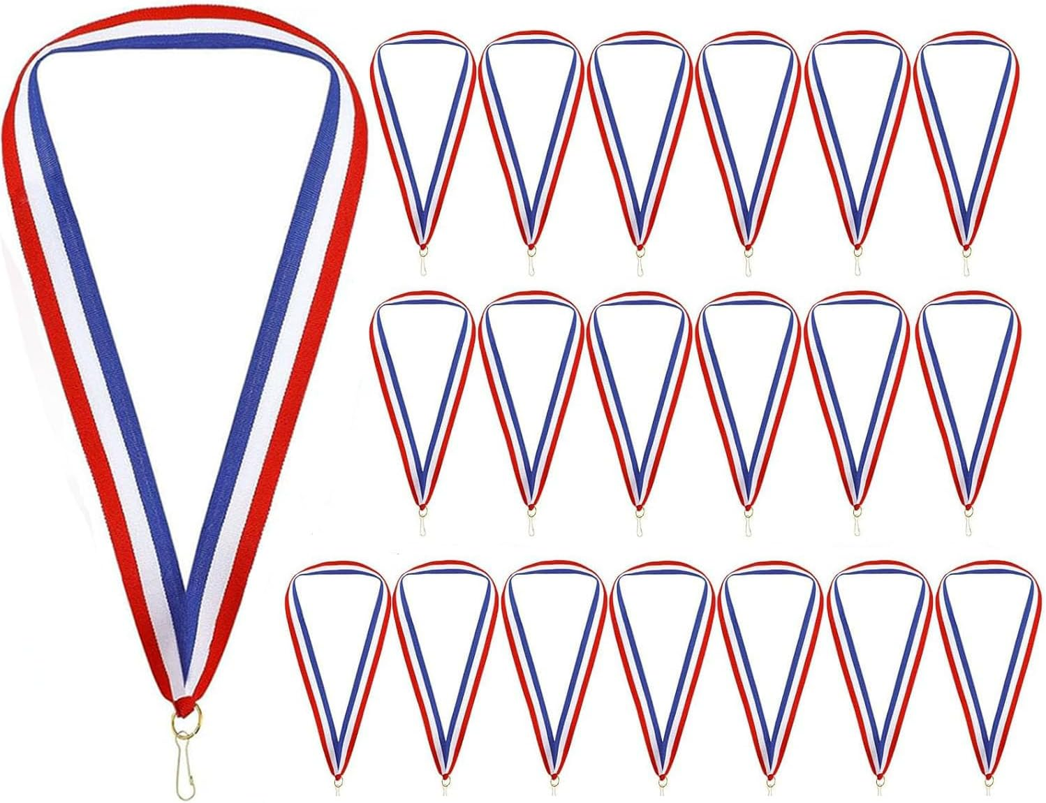 Songholee 20Pcs Medal Lanyard Awards Ribbons Award Ribbons Medal Neck Ribbons Flat Neck Ribbons Lanyard Keychain Hook Tie Competition Award Ribbon Rosette Polyester Sports