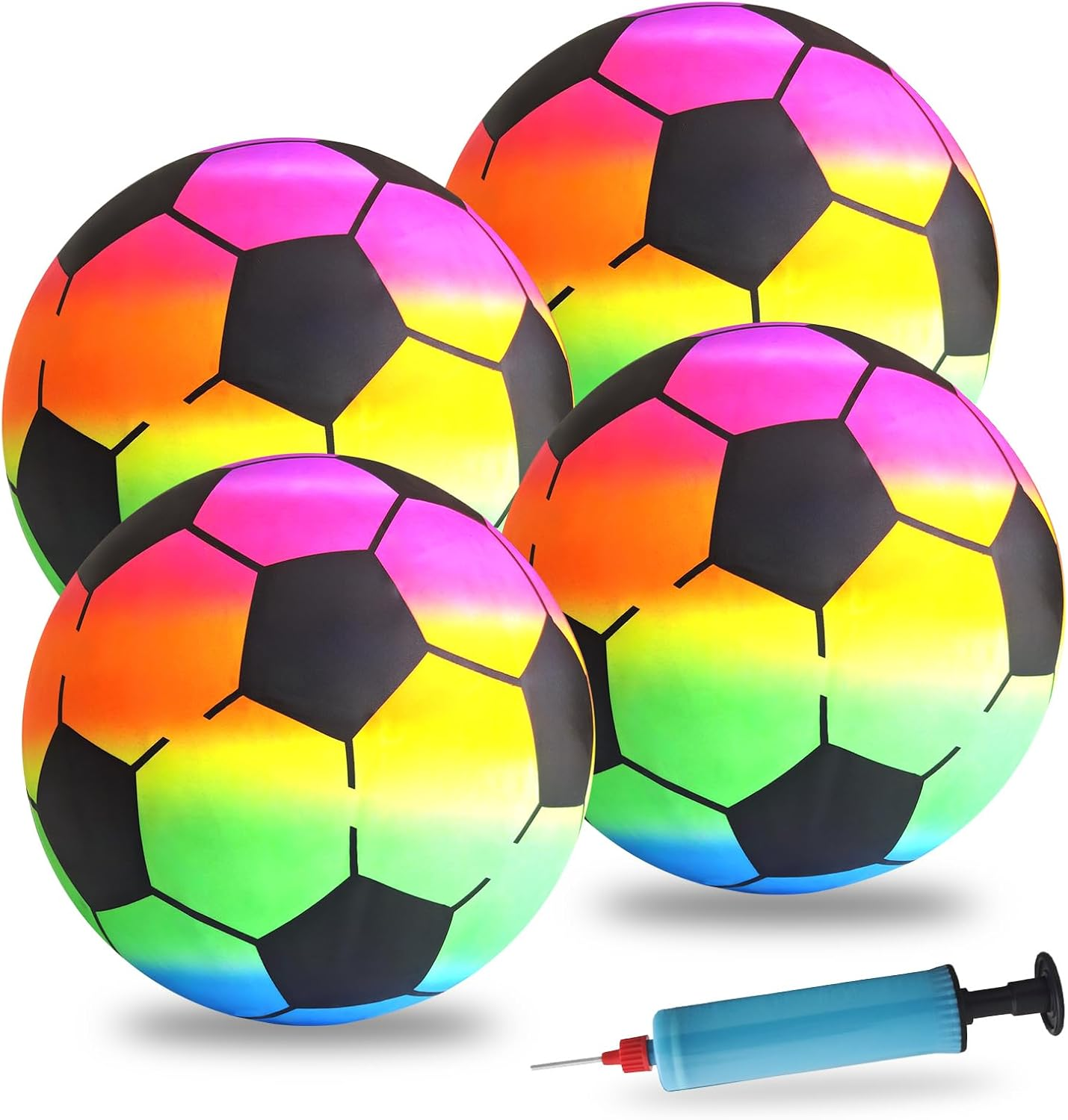 YIMETOP Pack of 4 Rainbow Ball Children, PVC Football Children and Adults, Inflatable Balls with Pump, 21 Cm Children'S Ball Rainbow Ball Water Ball, Football for Indoor and Outdoor Play Ball Children image number 4