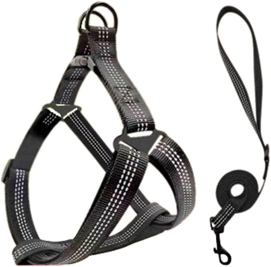 Rope Vest Harnesses Dog Lead Dog Leads Dog Leash Long with Carabiner for Small Dogs Buckle Double Ring Drawstring Hook Loop Reflective at Night Vest Type Pet Outing Alloy Buckle (M,Black)