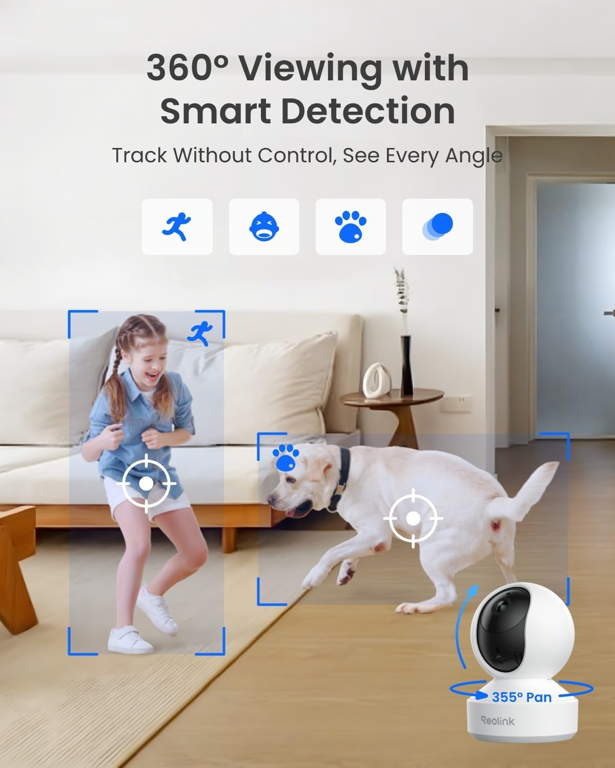 Reolink E1 Pro 3K PT Wi-Fi Indoor Camera for Baby & Pet Monitoring, Auto Tracking, 5MP Night Vision Enhanced by F1.6 Aperture, Person/Pet/Baby Crying Detection, 2.4/5Ghz Wi-Fi, Two-Way Talk image number 5