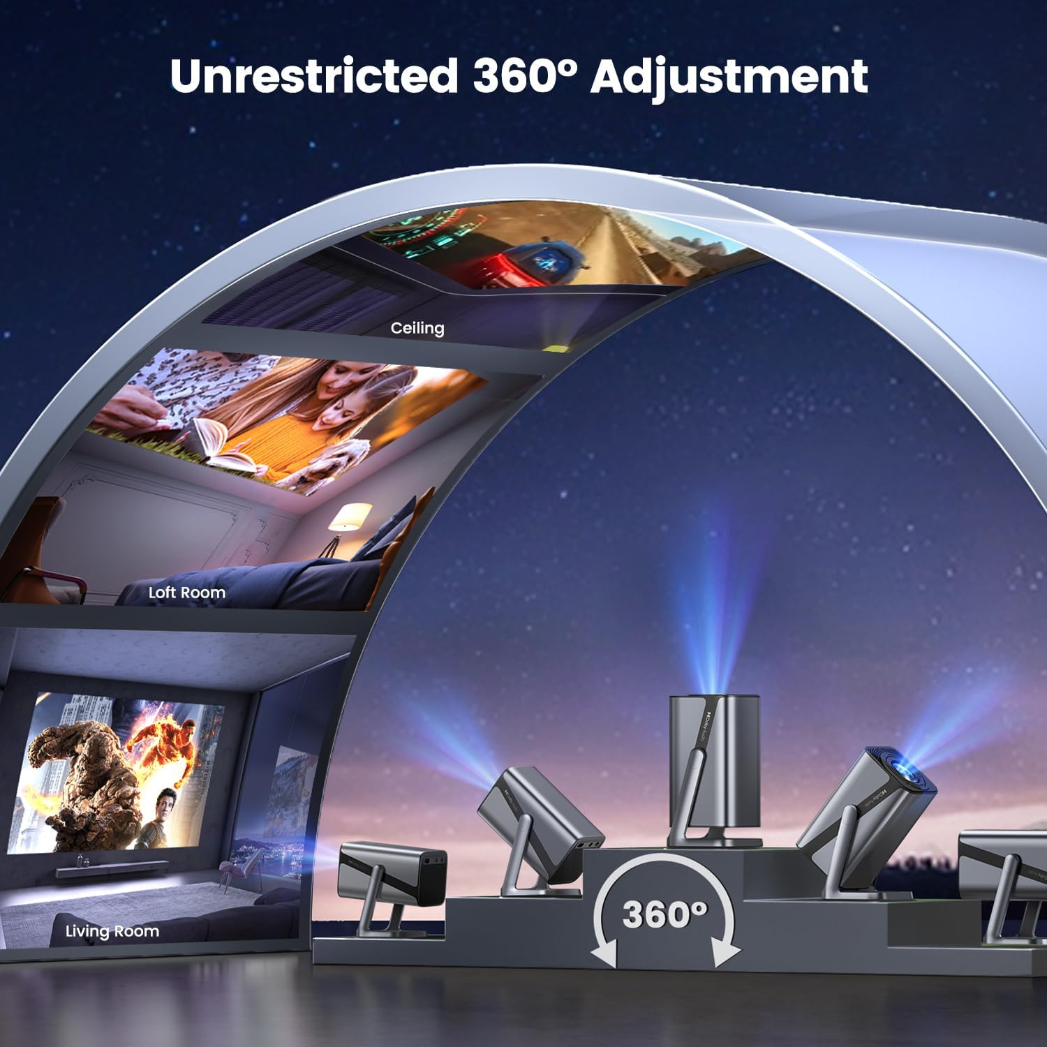 4K Smart Projector【Netflix Official & Dolby Audio】700 ASIN Electric Focus/Auto Keystone Portable Projector, 1.1 Short Throw Native 1080P Full HD Projector Wifi Bluetooth for Home Theater/Outdoor/Gifts image number 1