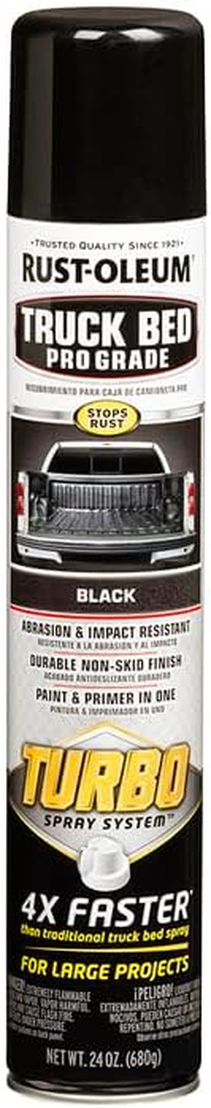 Rust-Oleum Truck Bed Pro Grade Stops Rust Turbo Spray Paint, Black, 680 G (Pack of 6)