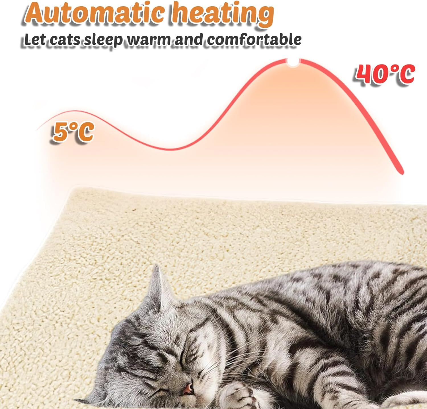 SPORWAY Self-Heating Blanket for Cats, Dogs, Electric Blanket, Heat Mat, Cat Blanket, 60 X 45 Cm, Heat Blanket, Cat Bed, Self-Warming Cat Blankets, Washable Dog Thermal Blanket (White) image number 3
