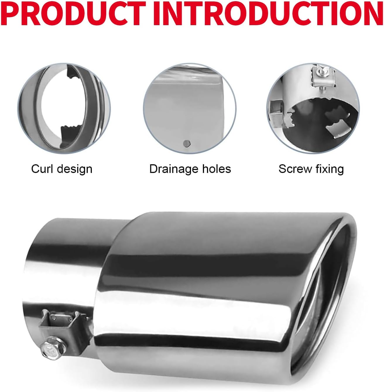 MAEZOE Universal Stainless Steel Car Exhaust Tip 2.5" to 3.3" Chrome Straight Tail Pipe Rust Resistant Easy Installation Fits Sedans Suvs Trucks