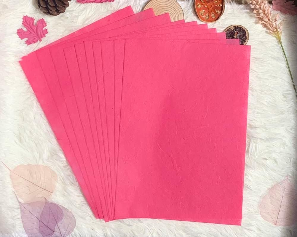 50 Sheets A4 Natural Fiber Mulberry Tree Mulberry Paper Sheets Art Tissue Washi Paper Design Craft Art Origami Suppliers Card Making DIY Crafts (Wedding Tone, A4) - Brown With Multicolor Patterns image number 4