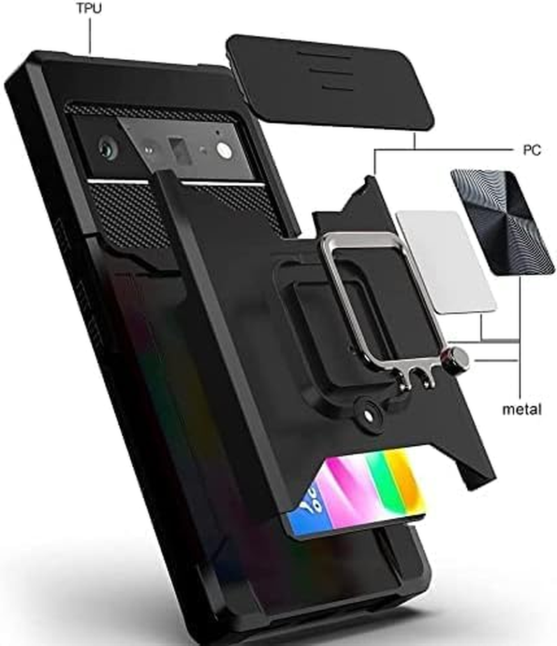 For Google Pixel 9 Case, for Google Pixel 9 Pro Case with [Card Holder] and Camera Cover with Built-In 360&deg; Rotate Ring Stand Magnetic Magnet Phone Cover Case for Google Pixel 9/9 Pro image number 2