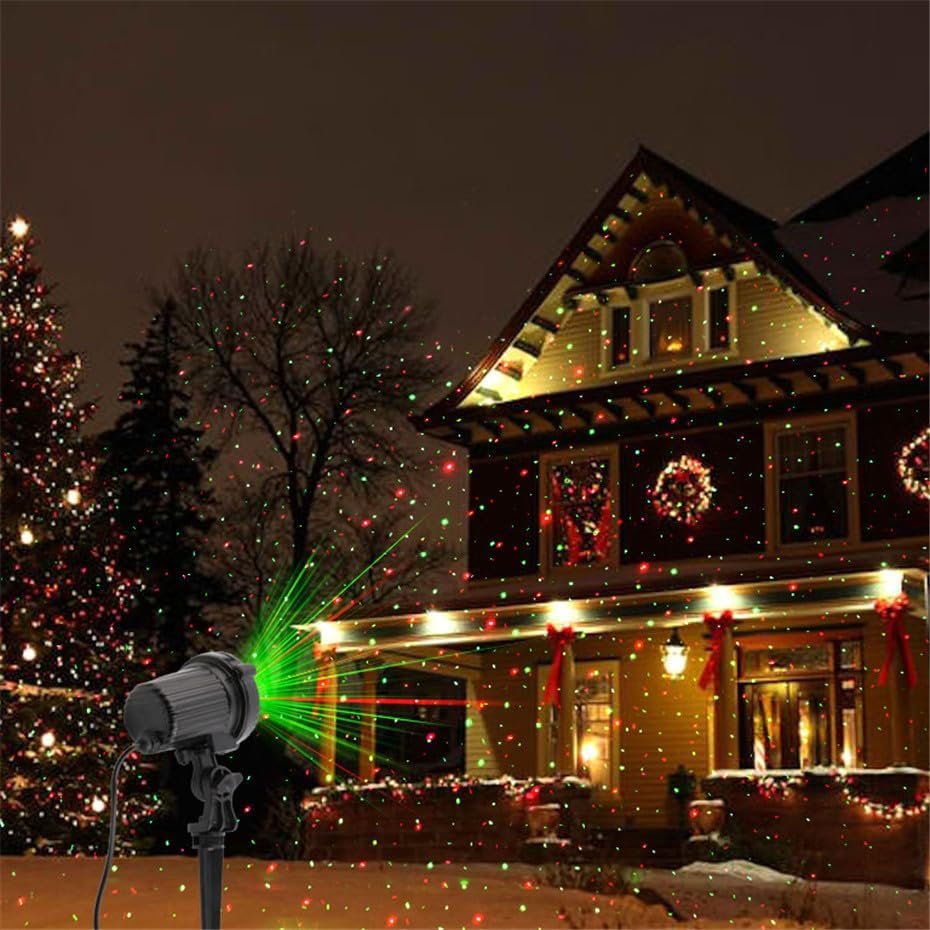 Christmas Laser Lights Outdoor, Laser Christmas Projector Lights Outdoor with Moving Red and Green, Decorative Laser Projector for Home, Outdoor, Christmas, Holiday image number 4