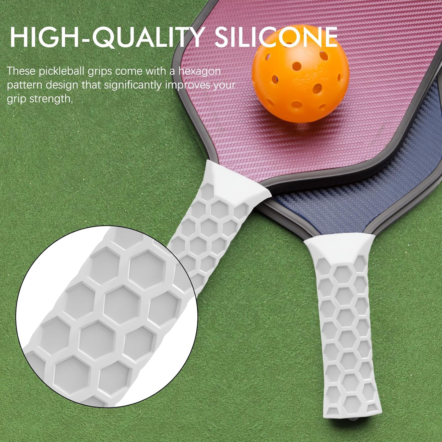 AGLOO Pickleball Paddle Grip Comfortable Hand Grip, 2 Pack - Silicone Overgrip Tape for Increased Grip Strength and Elbow Relief,Sweaty Hands - Black image number 5