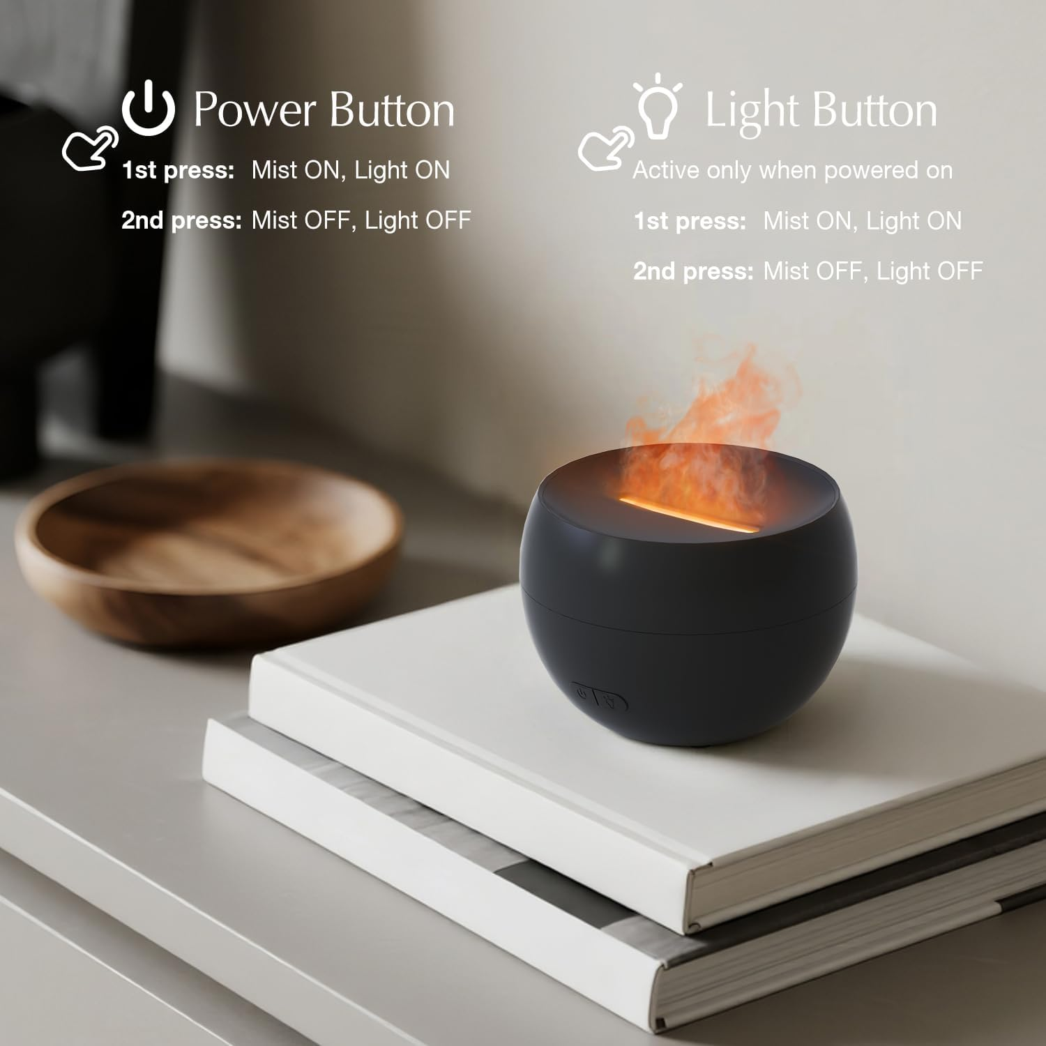 SALKING Fire Diffuser, 150Ml Essential Oil Diffuser, Aromatherapy Humidifier with Auto-Off, Ultrasonic Diffusers for Home, Office, Bedroom & Gifts (Black) image number 4