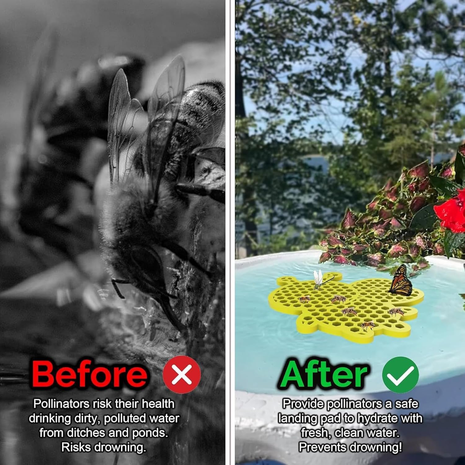 Bee Watering Station - 6.2 Inches Floating Butterfly Island | Floating 3D Bird Cup, Beehive Shaped Bee Watering Station, Beehive Garden Decor Butterfly Colorful Bird Bath for Drinking & Feeding