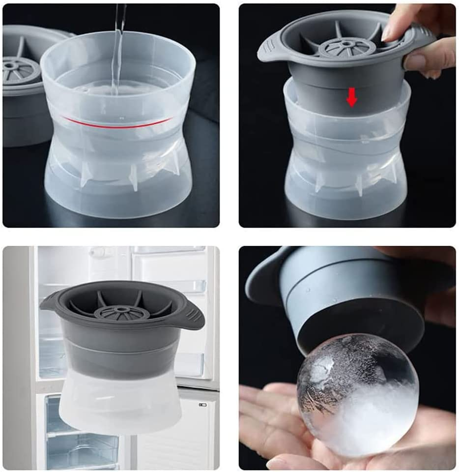 4Pcs Silicone Ice Ball Mould &ndash; Large Ice Sphere Maker, Ball-Shaped Ice Cube Tray for Whiskey & Cocktails, Reusable Freezer Safe Mold image number 6