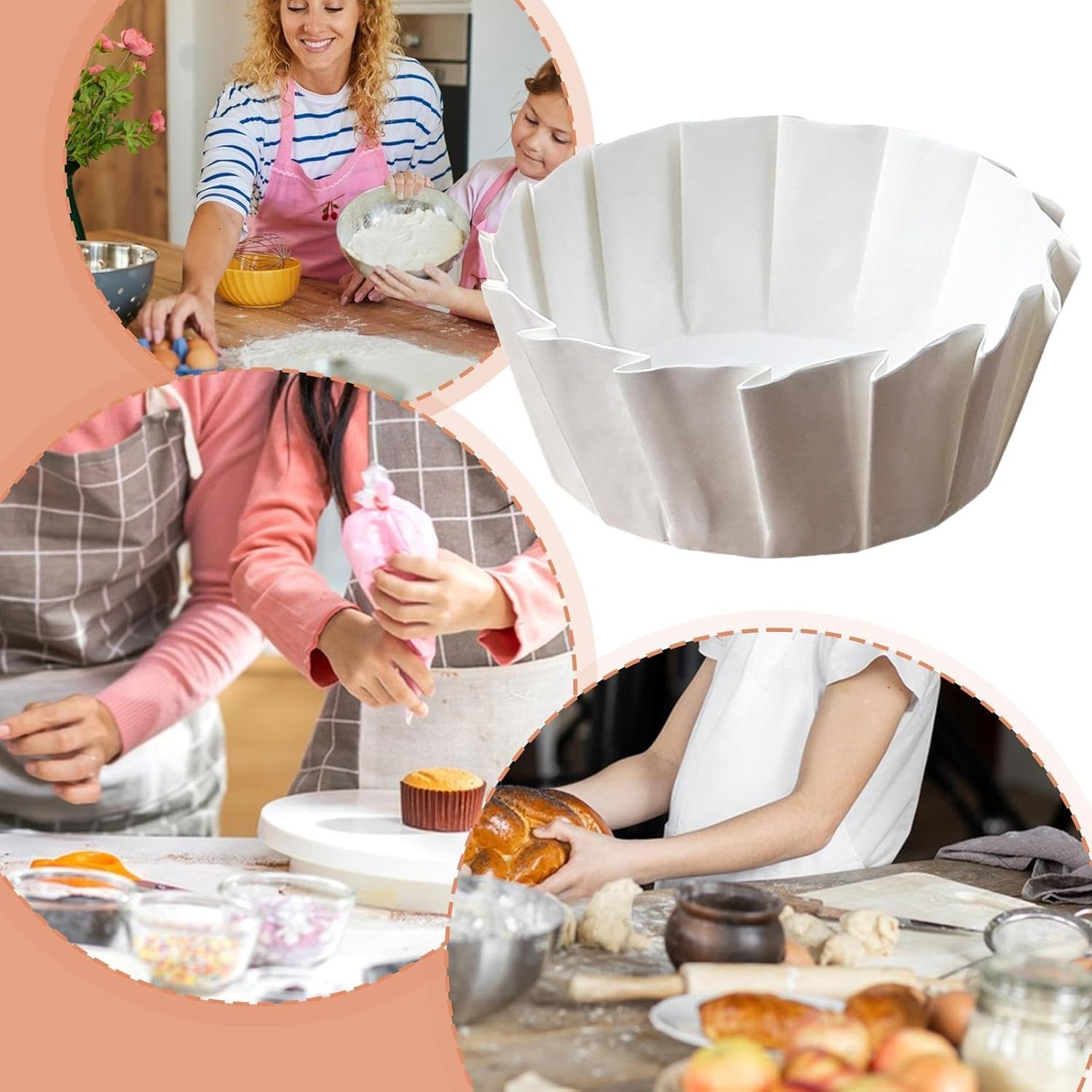 Maciun Cake Paper | 50X Oil-Proof Basques Cake Paper Liners | Parchment Paper Rounds, Paper Bakeware, Dessert Liners, Cupcake Wrappers for Oven, Air Fryer image number 3