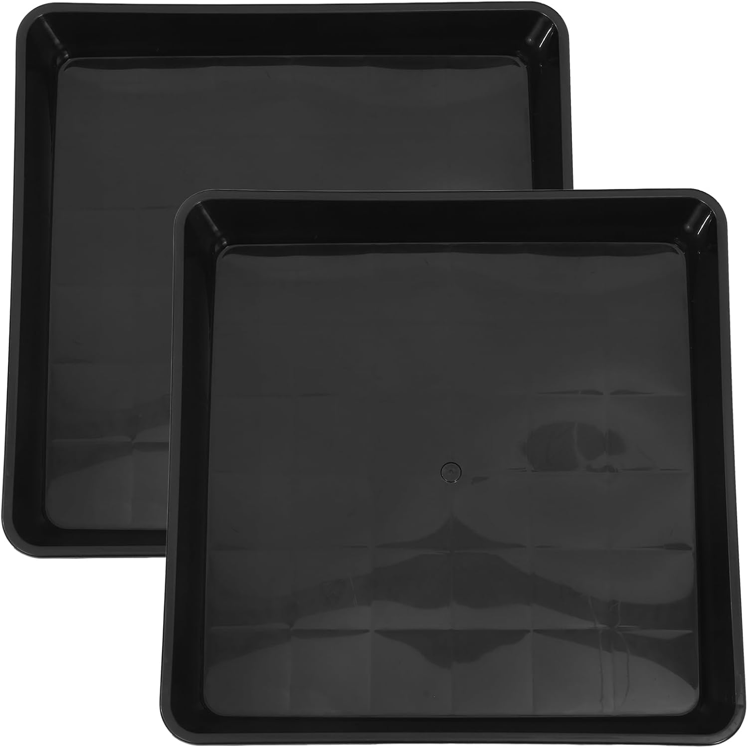 POPETPOP 2Pcs Square Plant Saucer: Plastic Plant Pot Tray 16 Inch Black Plant Water Drip Tray Pot Water Catcher Saucer image number 1