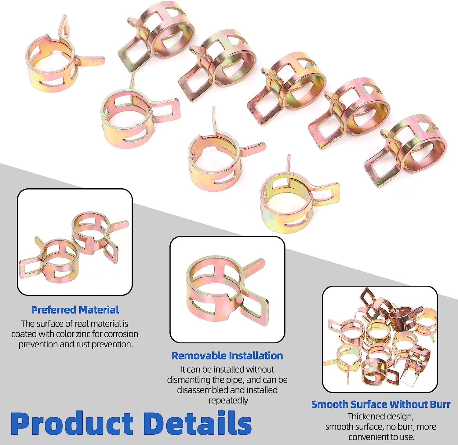 Glarks 15Pcs 1/4"(6Mm) ID Fuel Line Set, 2 Meter / 6 Feet Fuel Line Hose and Fuel Filters with 2/5" ID Fuel Hose Clamps Assortment Kit for Most Small Engines Lawnmower Generator Tractor Snow Machine image number 3