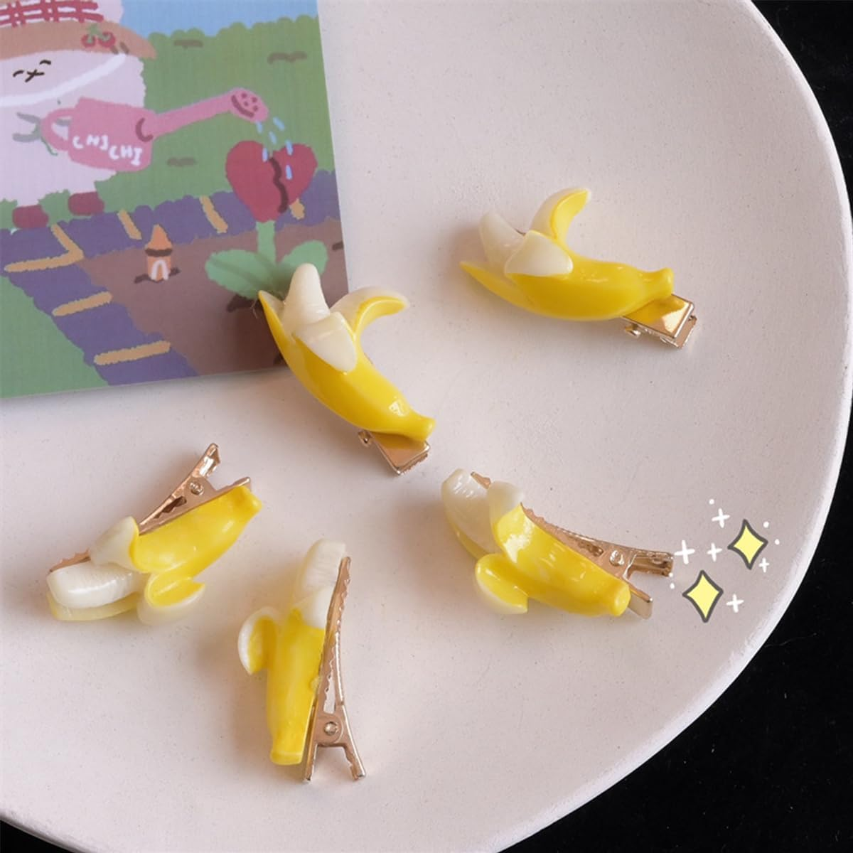 10Ps Hair Clips Women'S Cute Small Mini Shape of a Banana Duckbill Hair Clips for Styling Hair Thick & Thin Clips image number 1