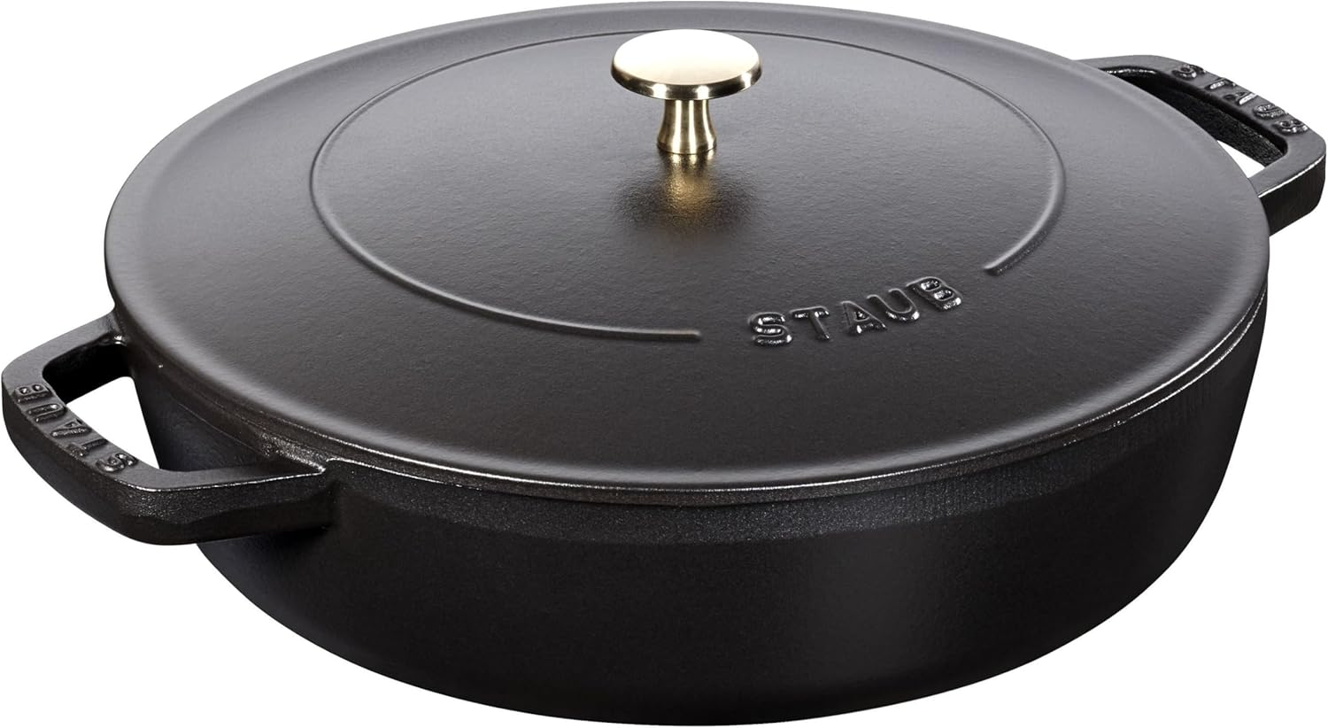 Staub Braiser 40506-542 Saute Pan, Black, 10.2 Inches (26 Cm), Large, Both Handed, Cast Enameled Pot, Sukiyaki, Induction Compatible image number 2